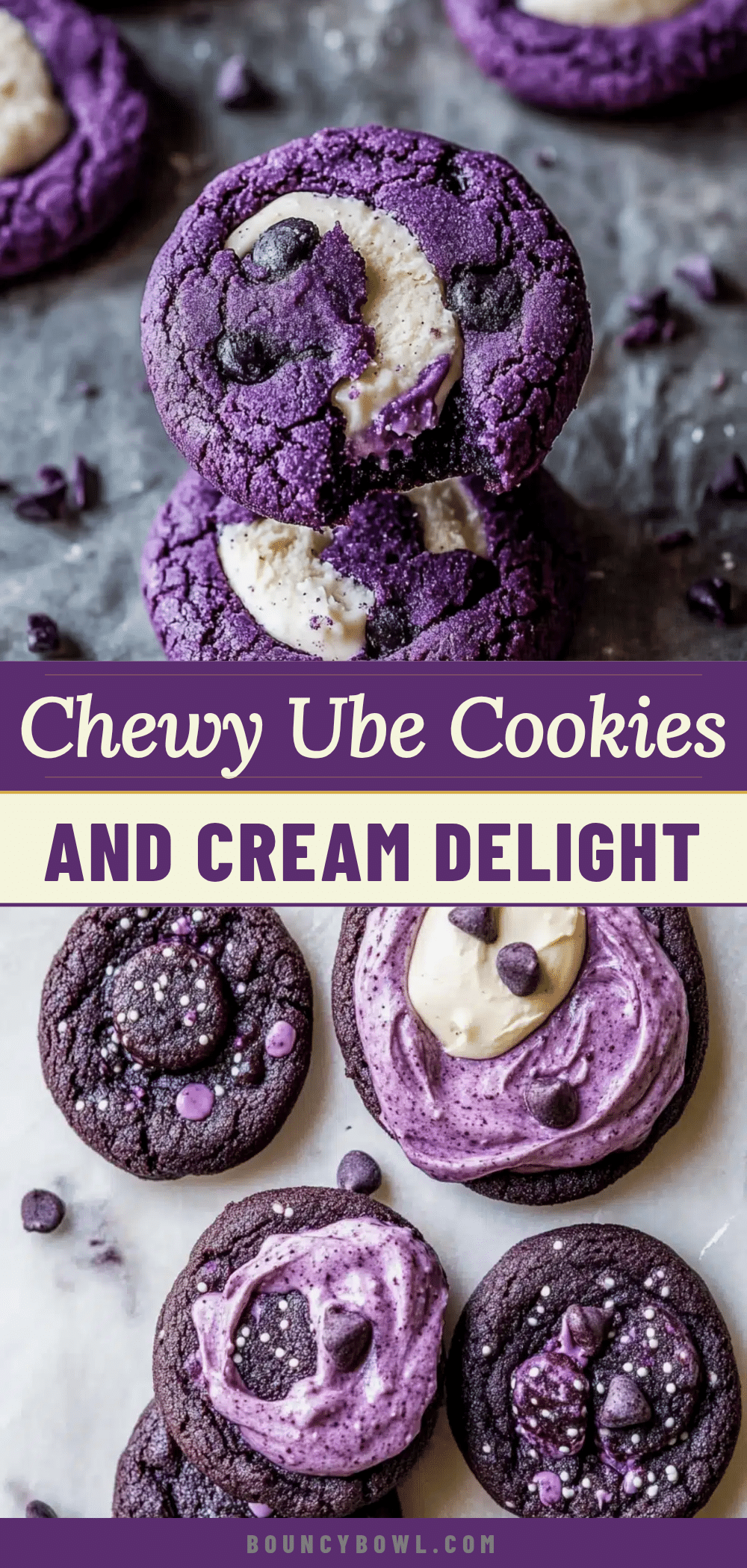 Chewy Ube Cookies and Cream Delight recipe