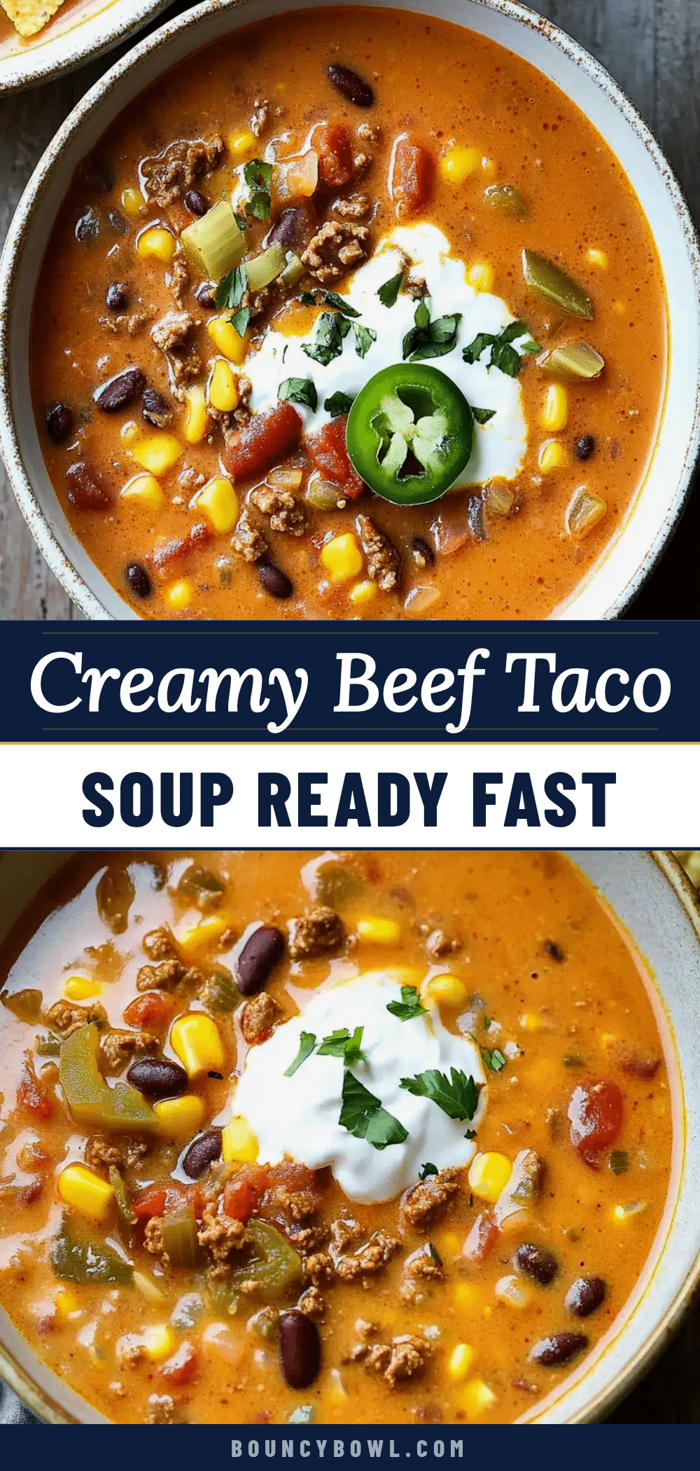 creamy beef taco soup recipe