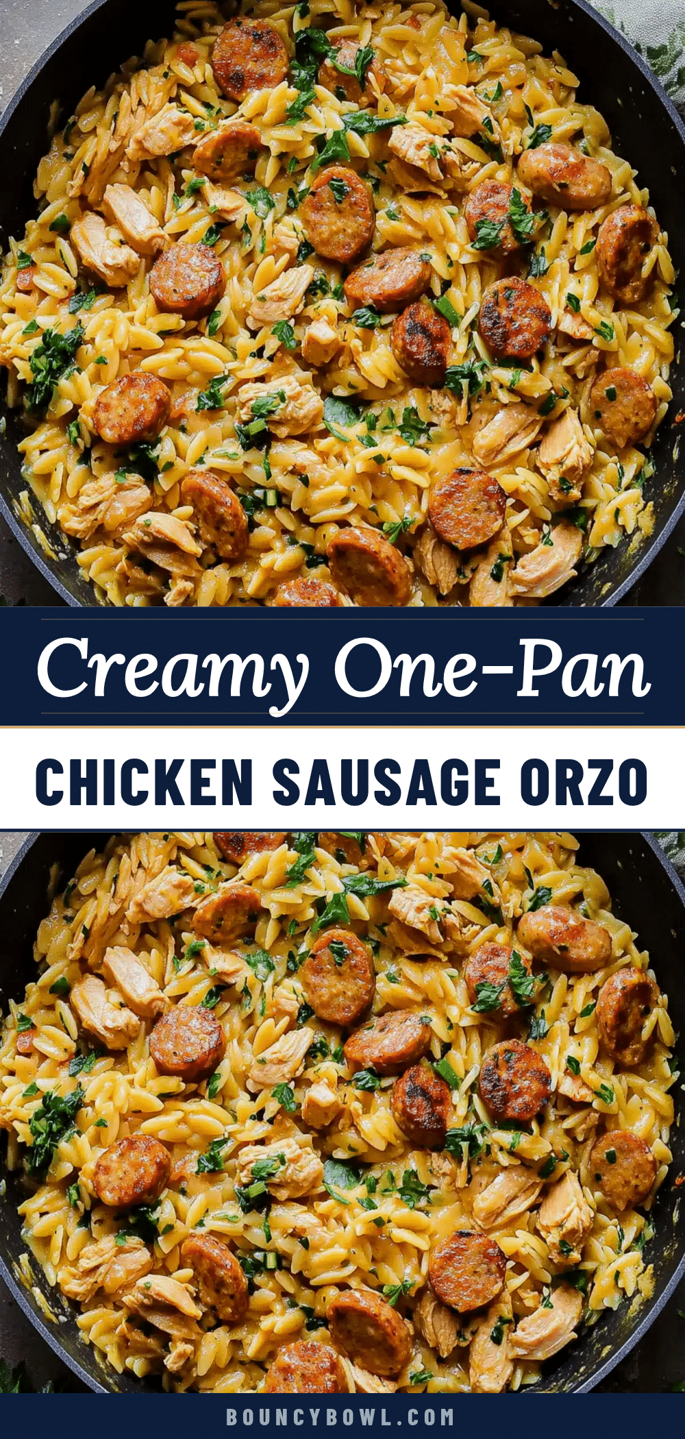 creamy chicken sausage orzo skillet recipe