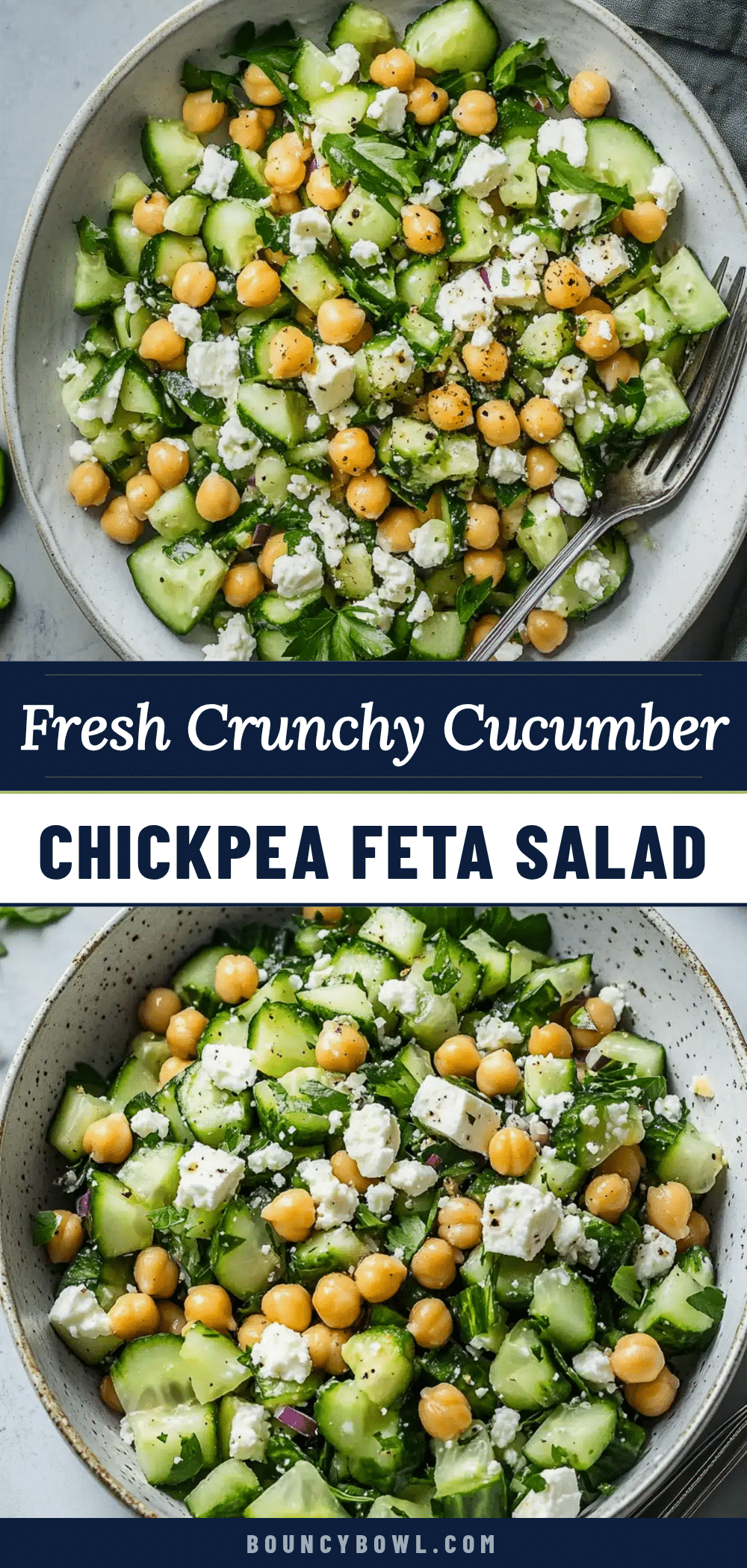 fresh healthy cucumber chickpea feta salad recipe