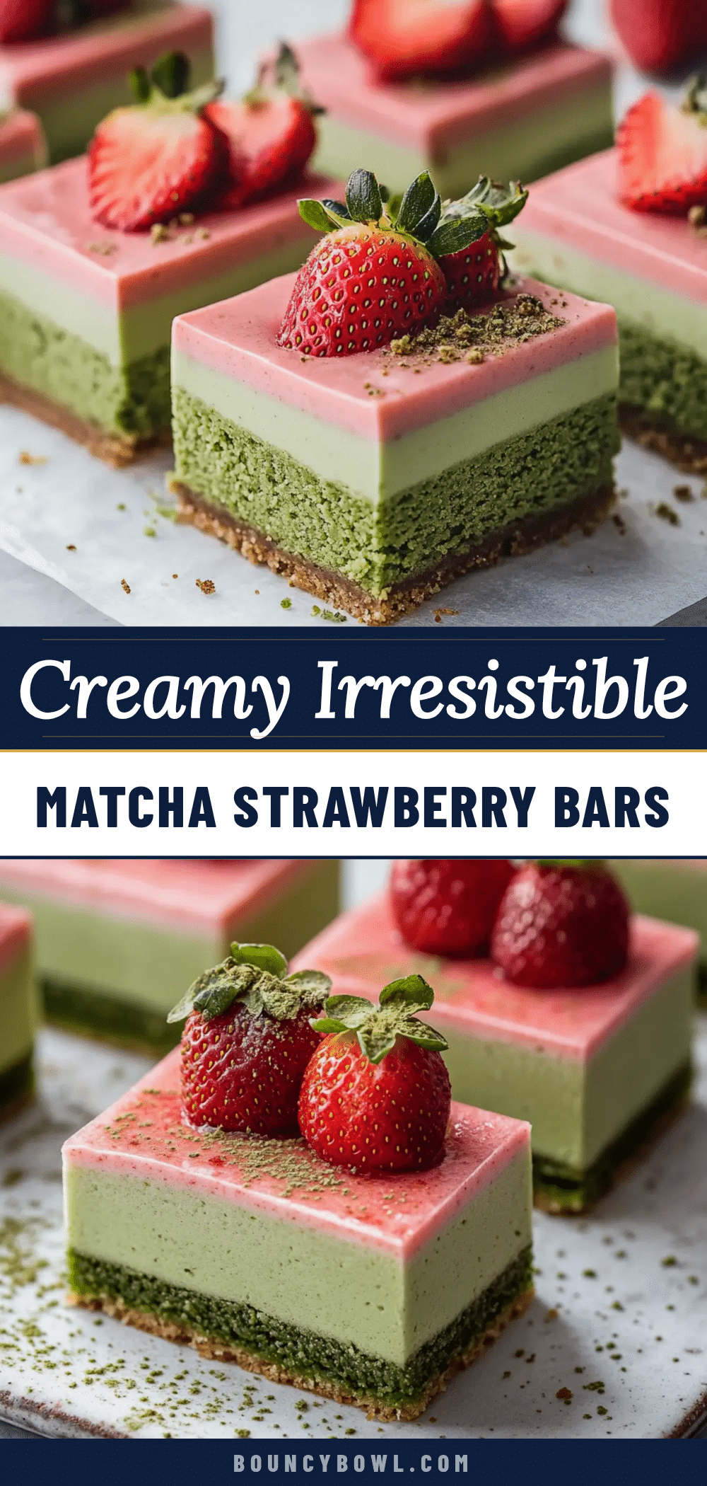 matcha strawberry cream bars recipe