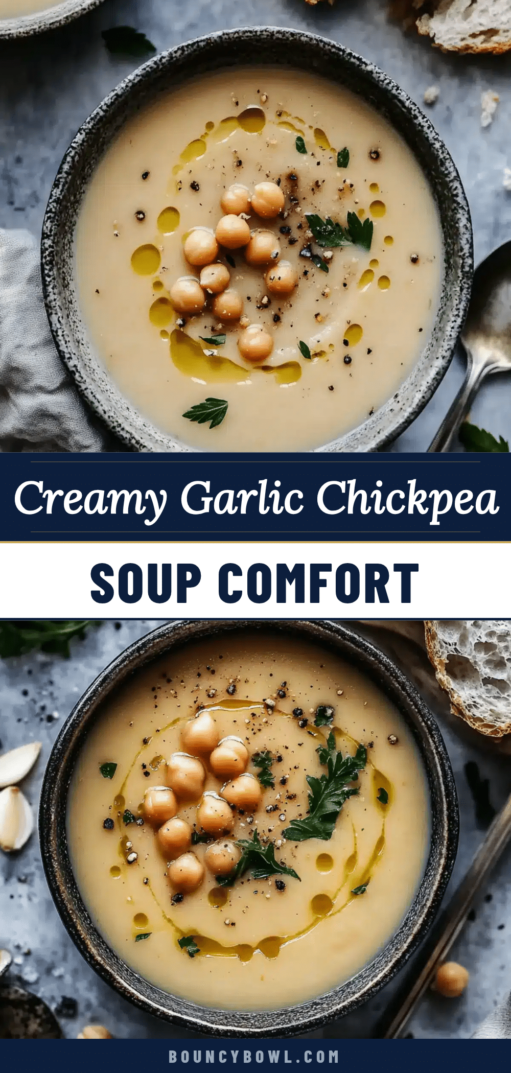 creamy garlic chickpea soup recipe