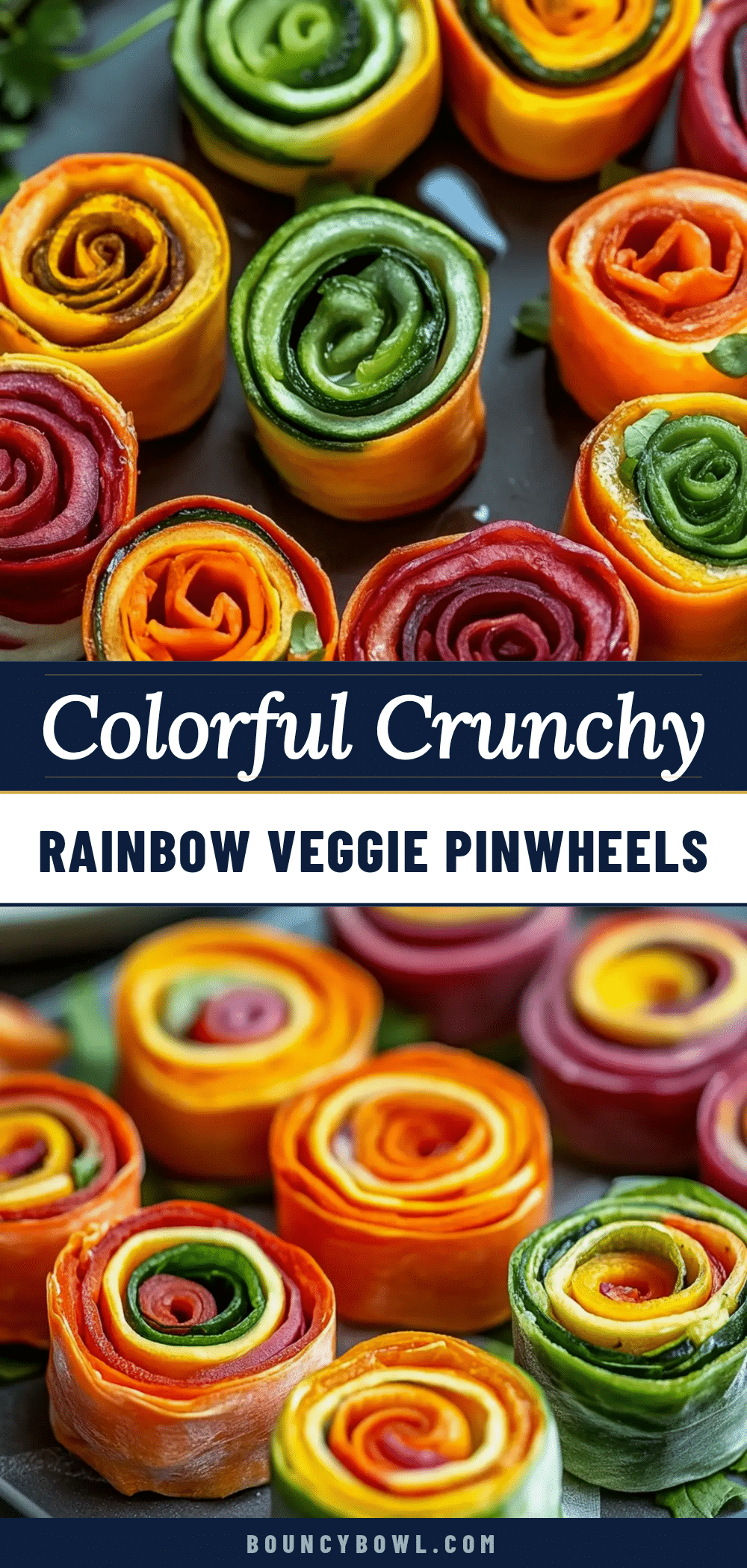 fresh rainbow veggie pinwheels recipe