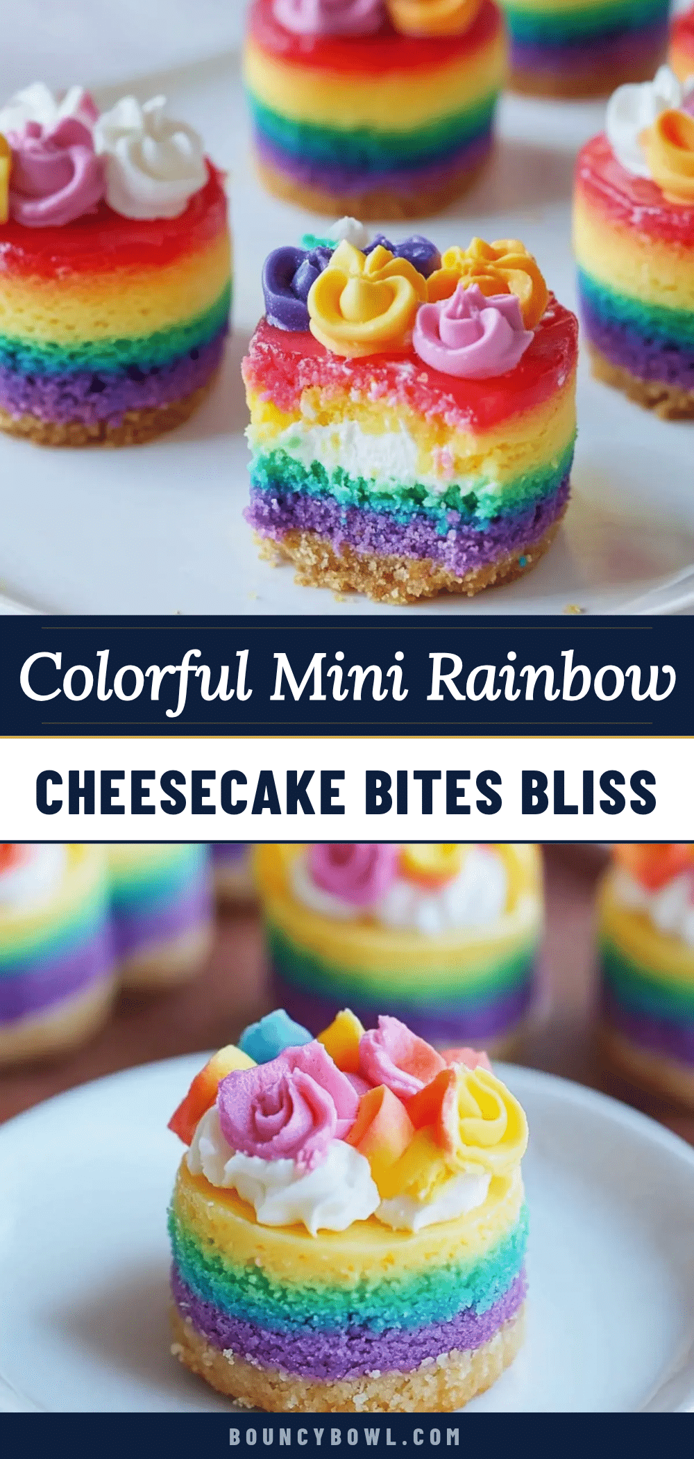 mini rainbow cheesecake bites recipe