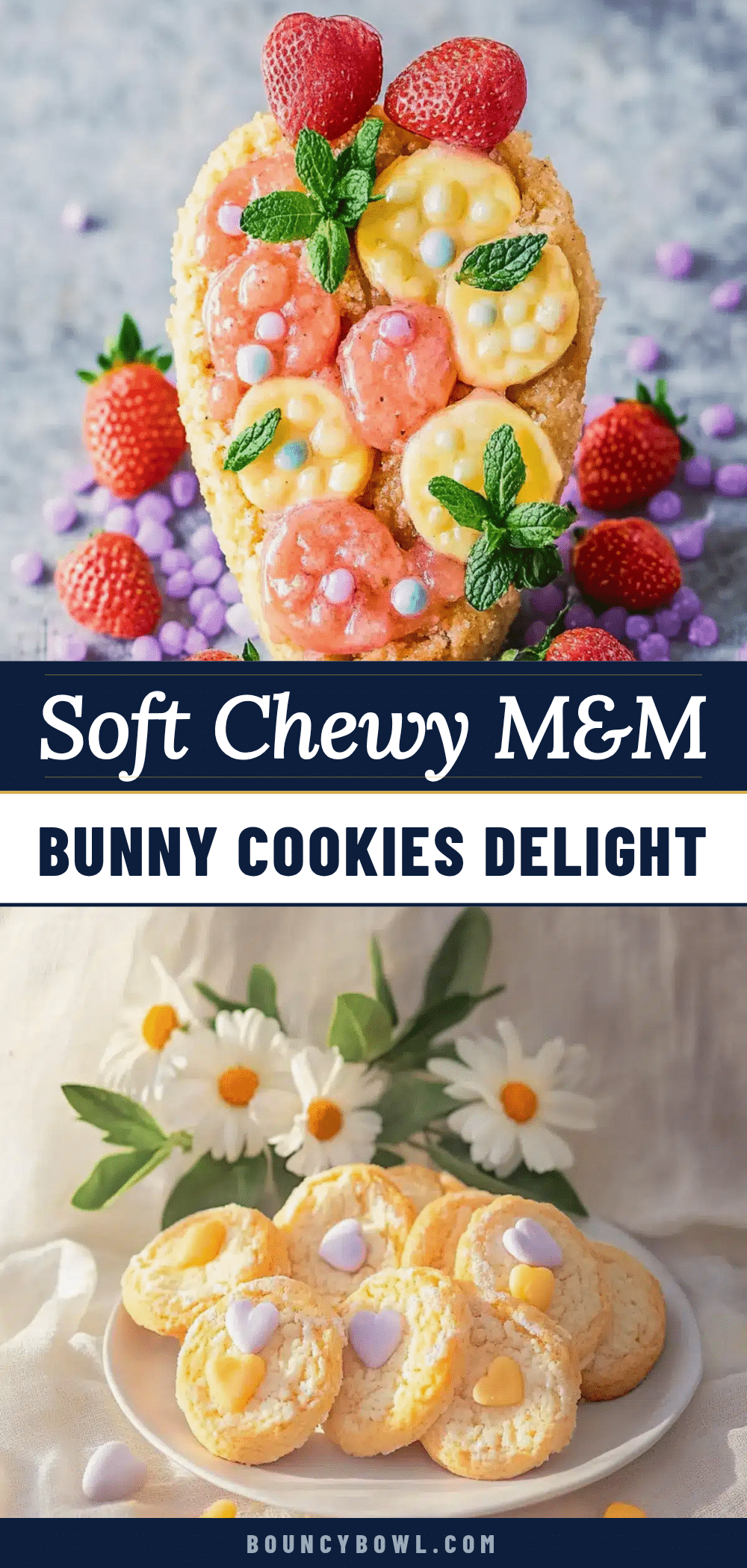 soft chewy M&M bunny cookies recipe