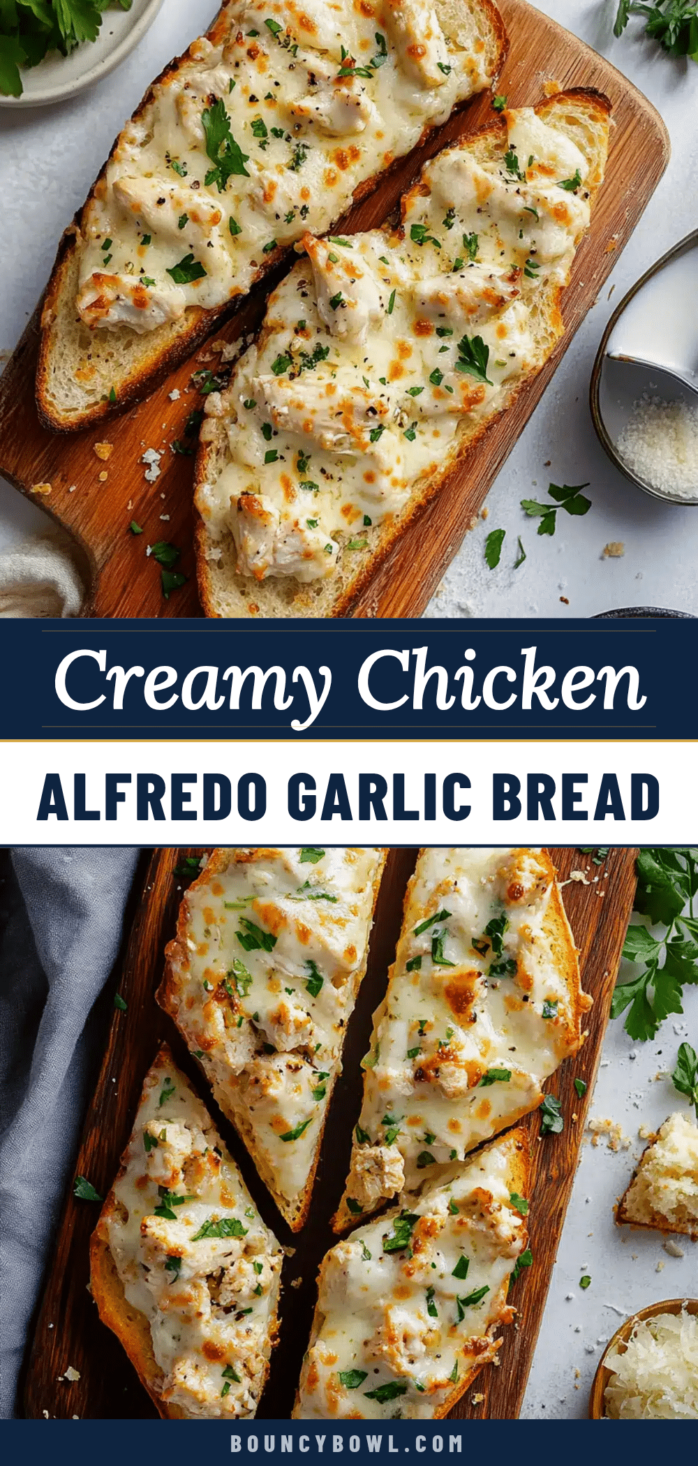 chicken alfredo garlic bread recipe