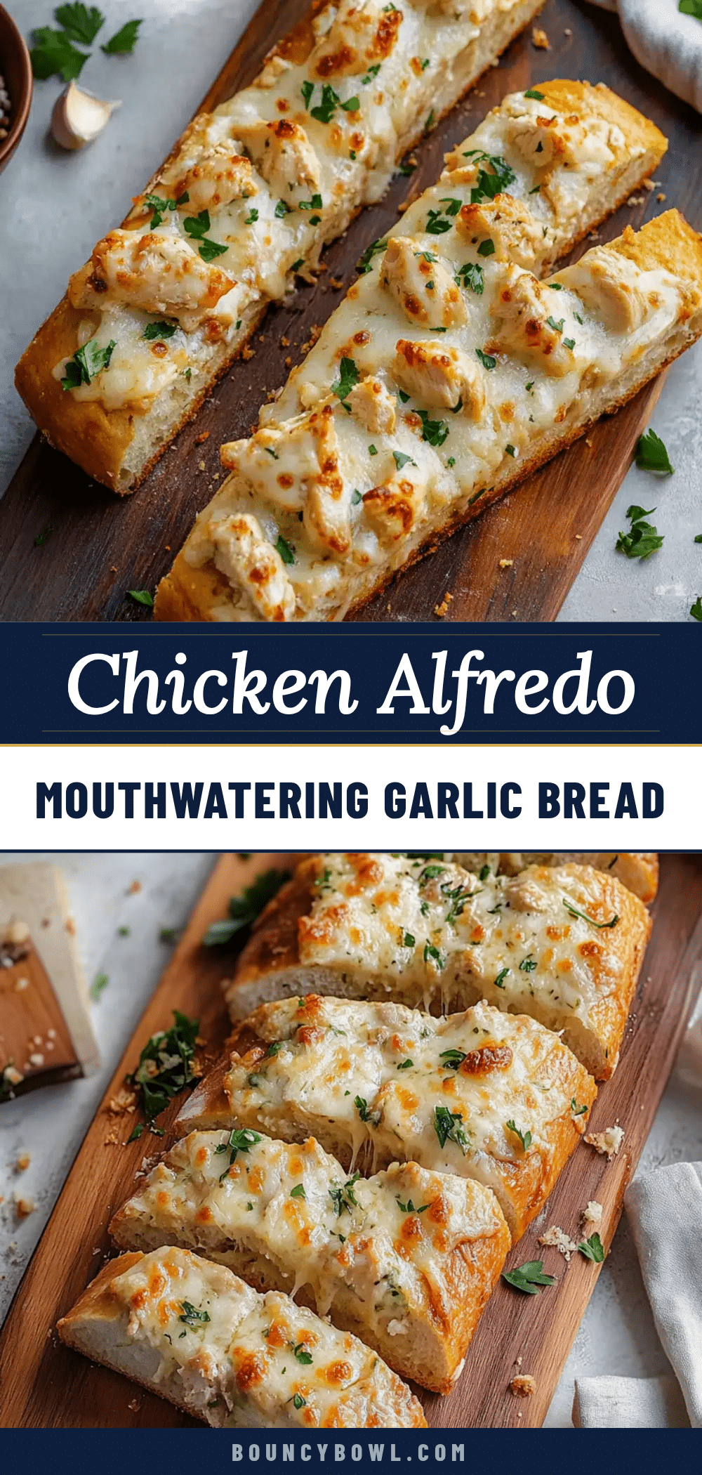creamy chicken alfredo garlic bread recipe