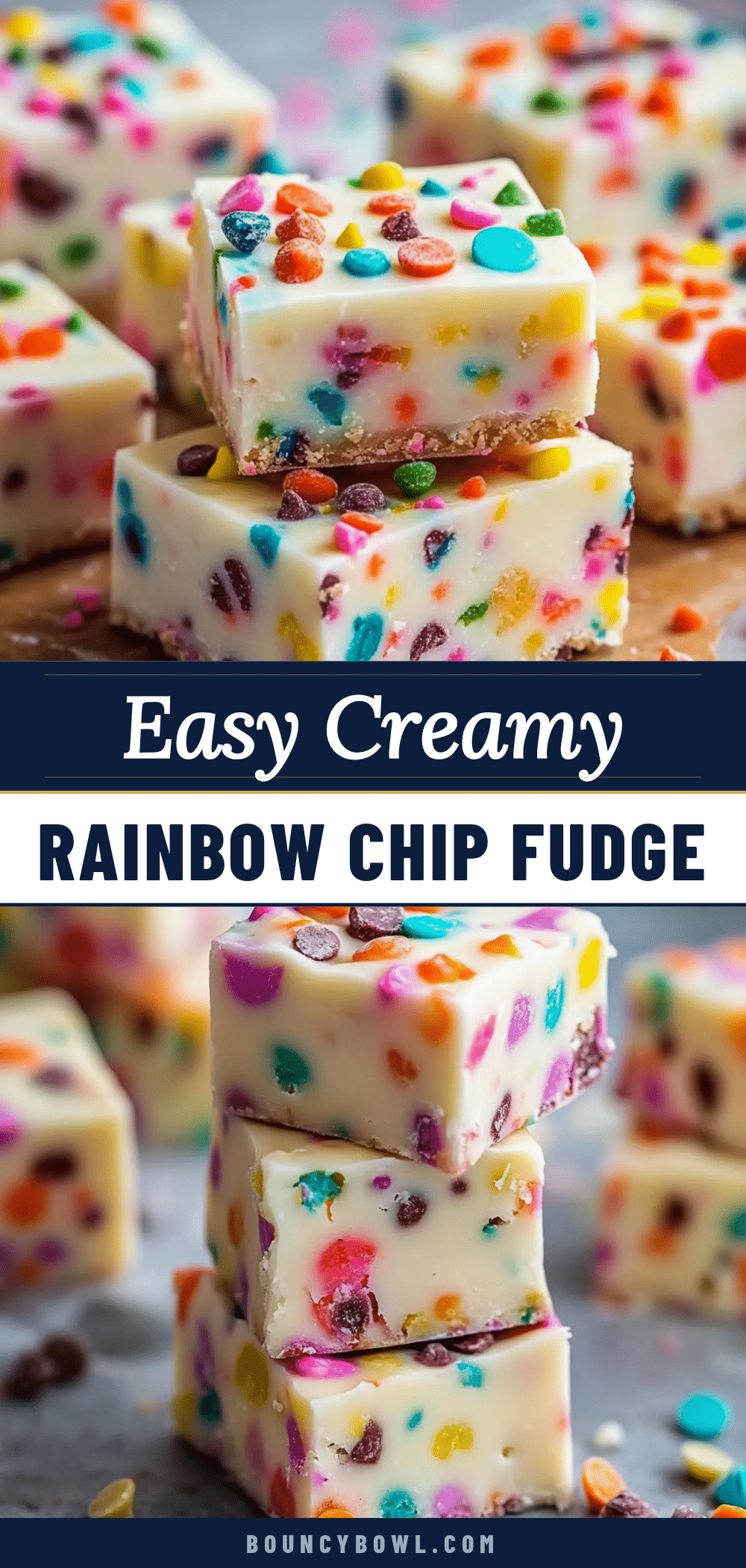easy creamy rainbow chip fudge recipe