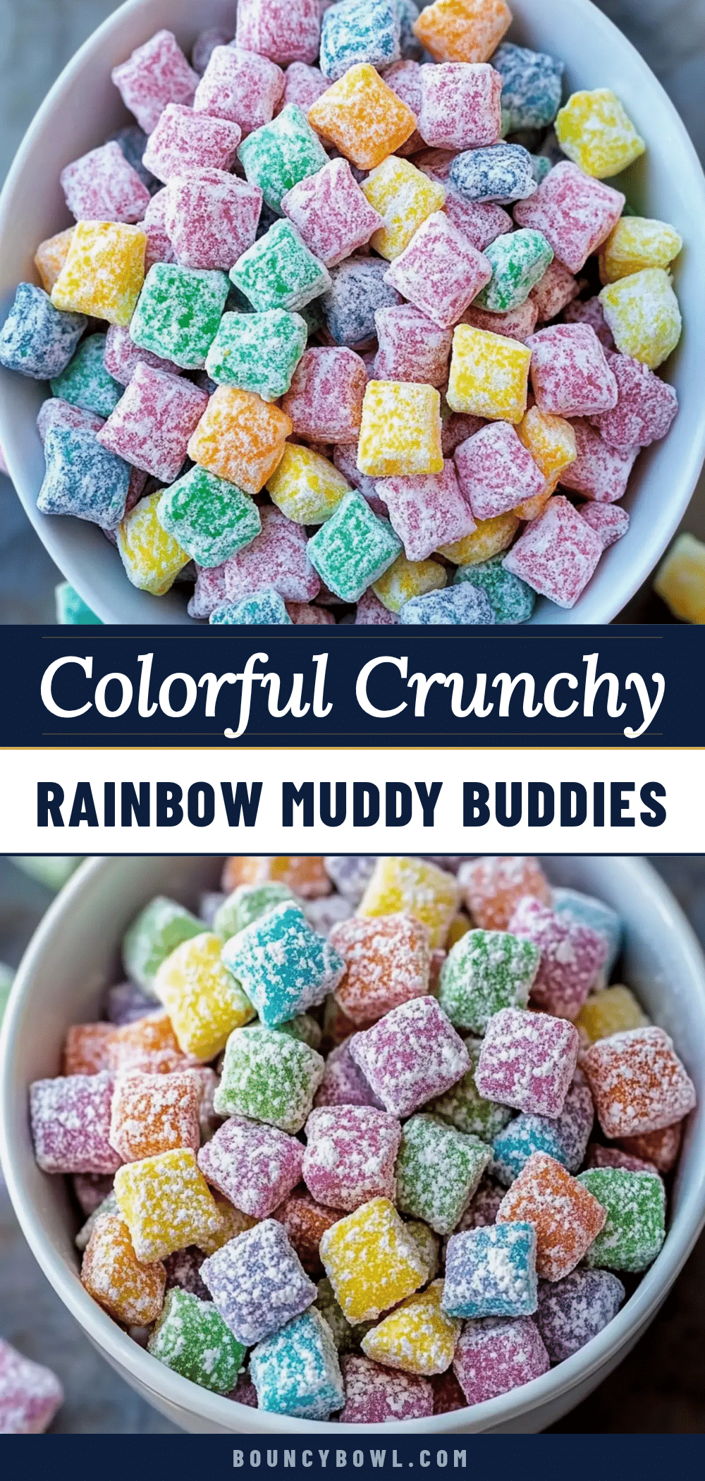 Fun Rainbow Muddy Buddies No-Bake Treats recipe