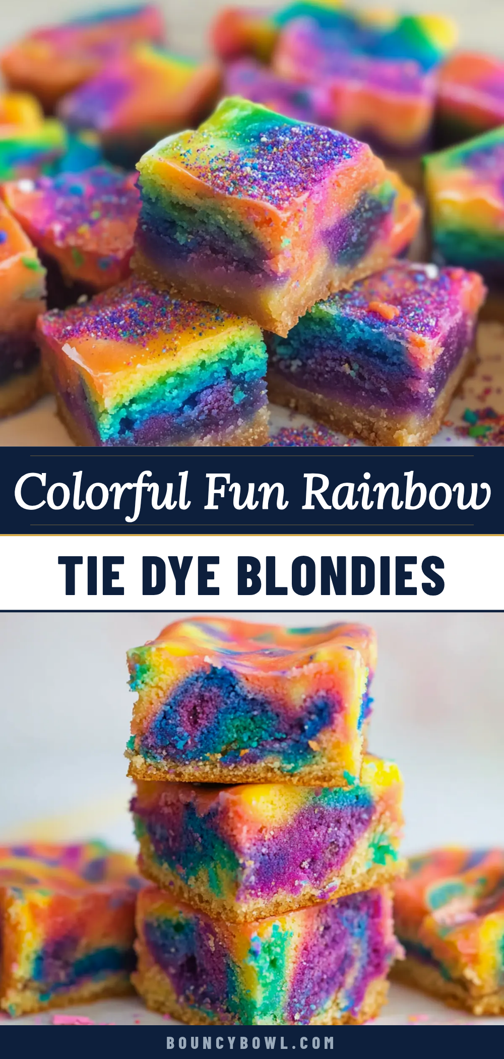 Rainbow Tie Dye Blondies recipe