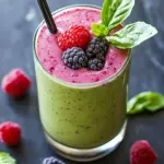 creamy berry green smoothie - featured image