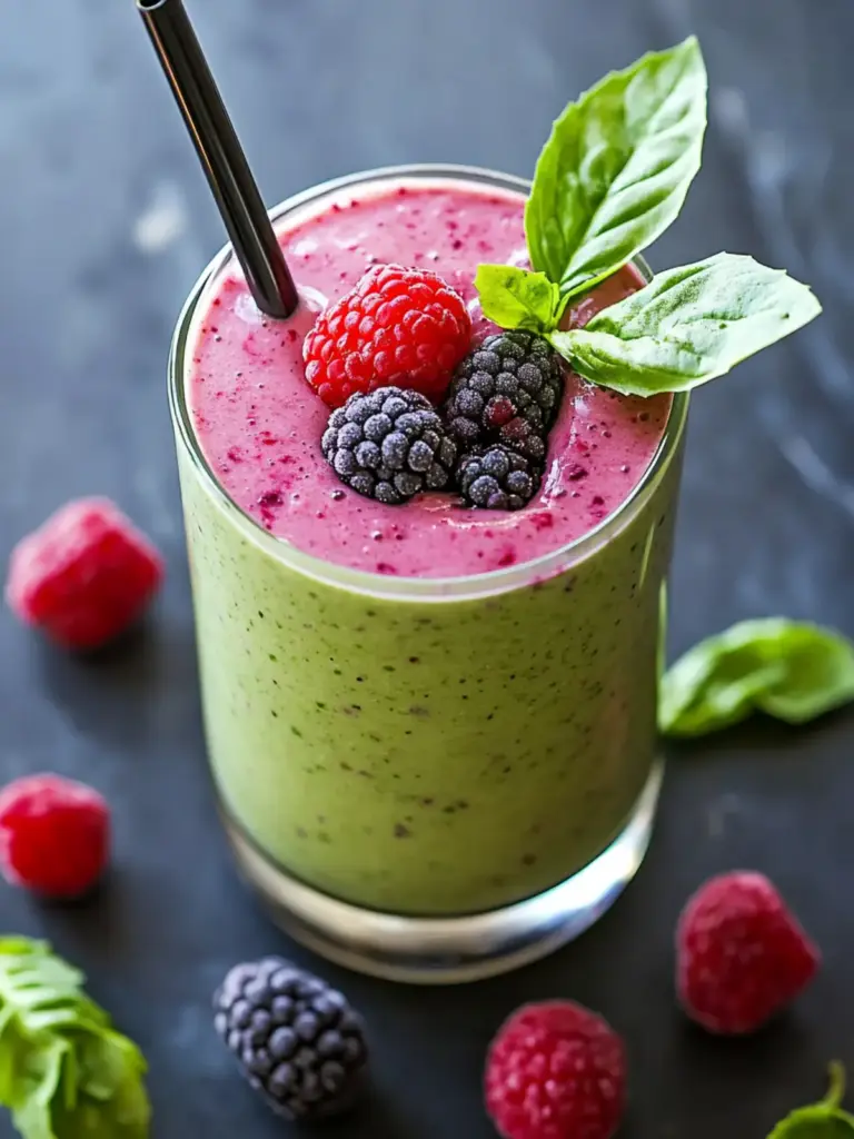 creamy berry green smoothie - featured image