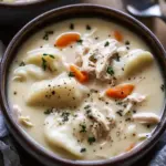 creamy pierogi chicken soup - featured image