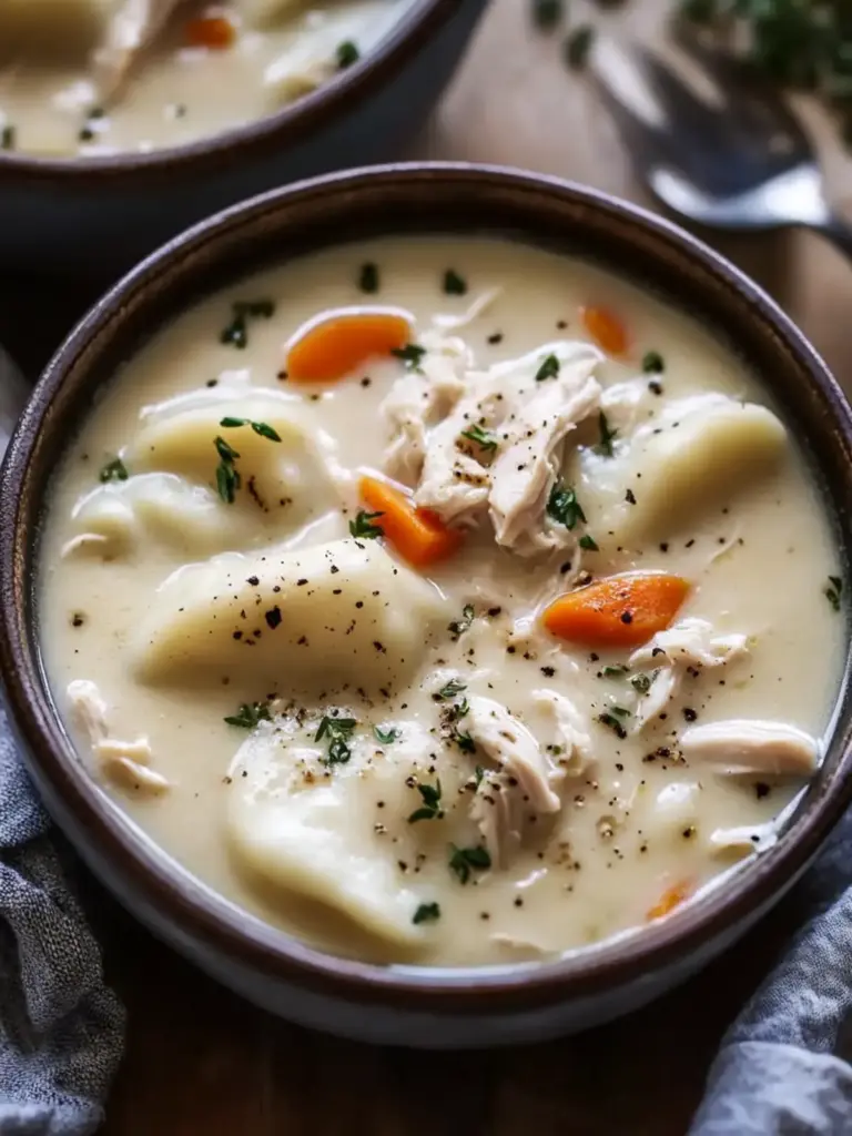creamy pierogi chicken soup - featured image