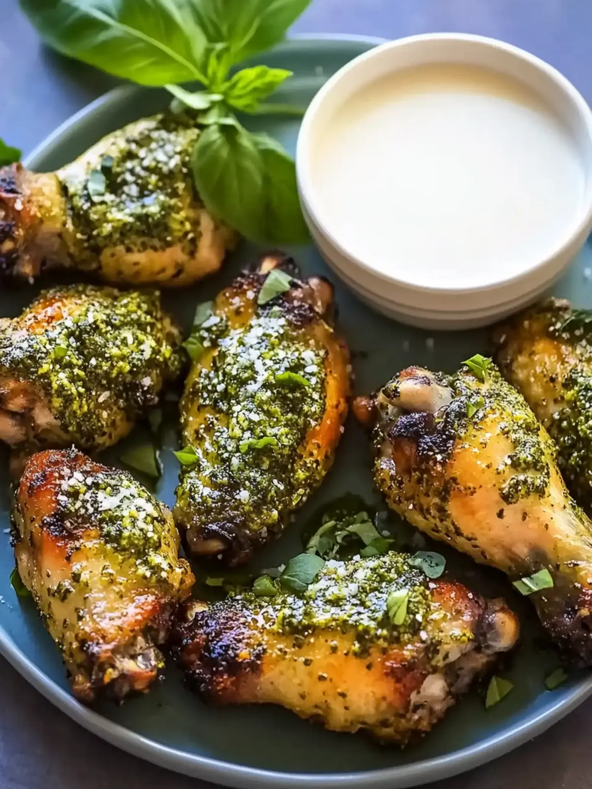 crispy baked pesto chicken wings preparation steps