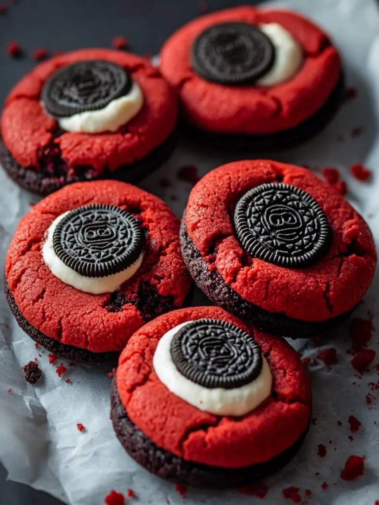 crushed oreo red velvet cookies - featured image