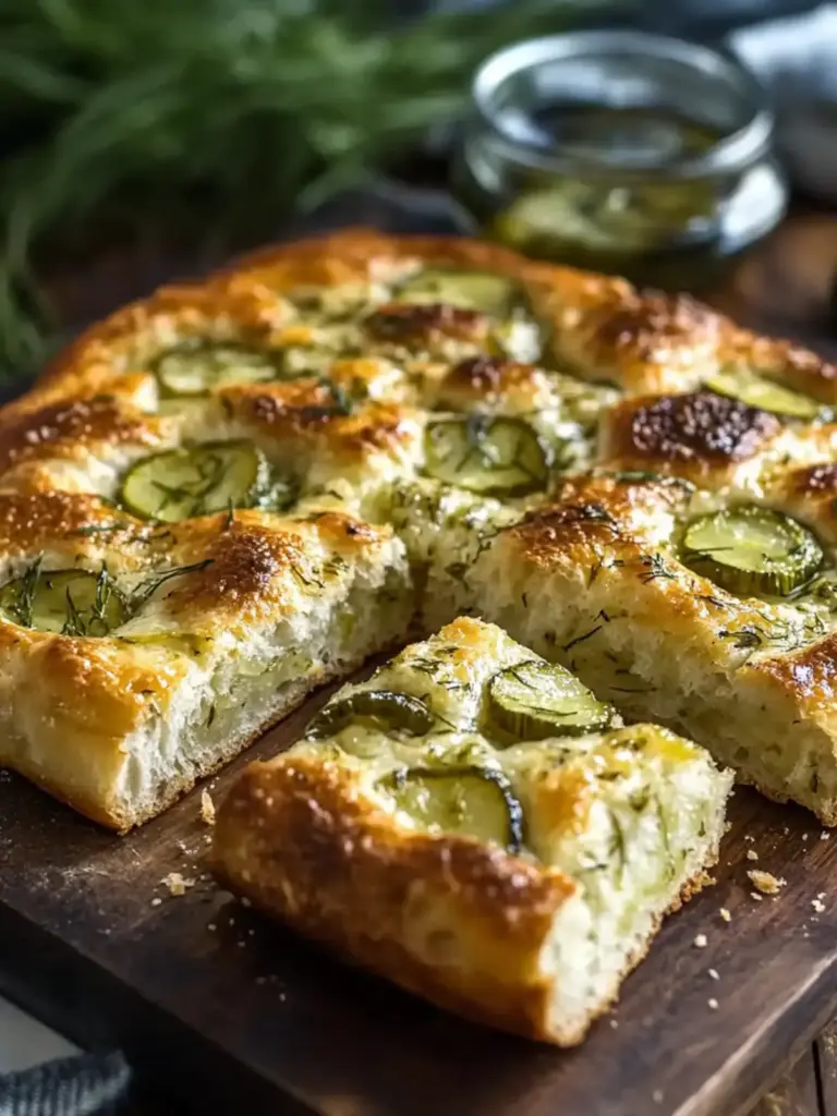 dill pickle focaccia bread - featured image