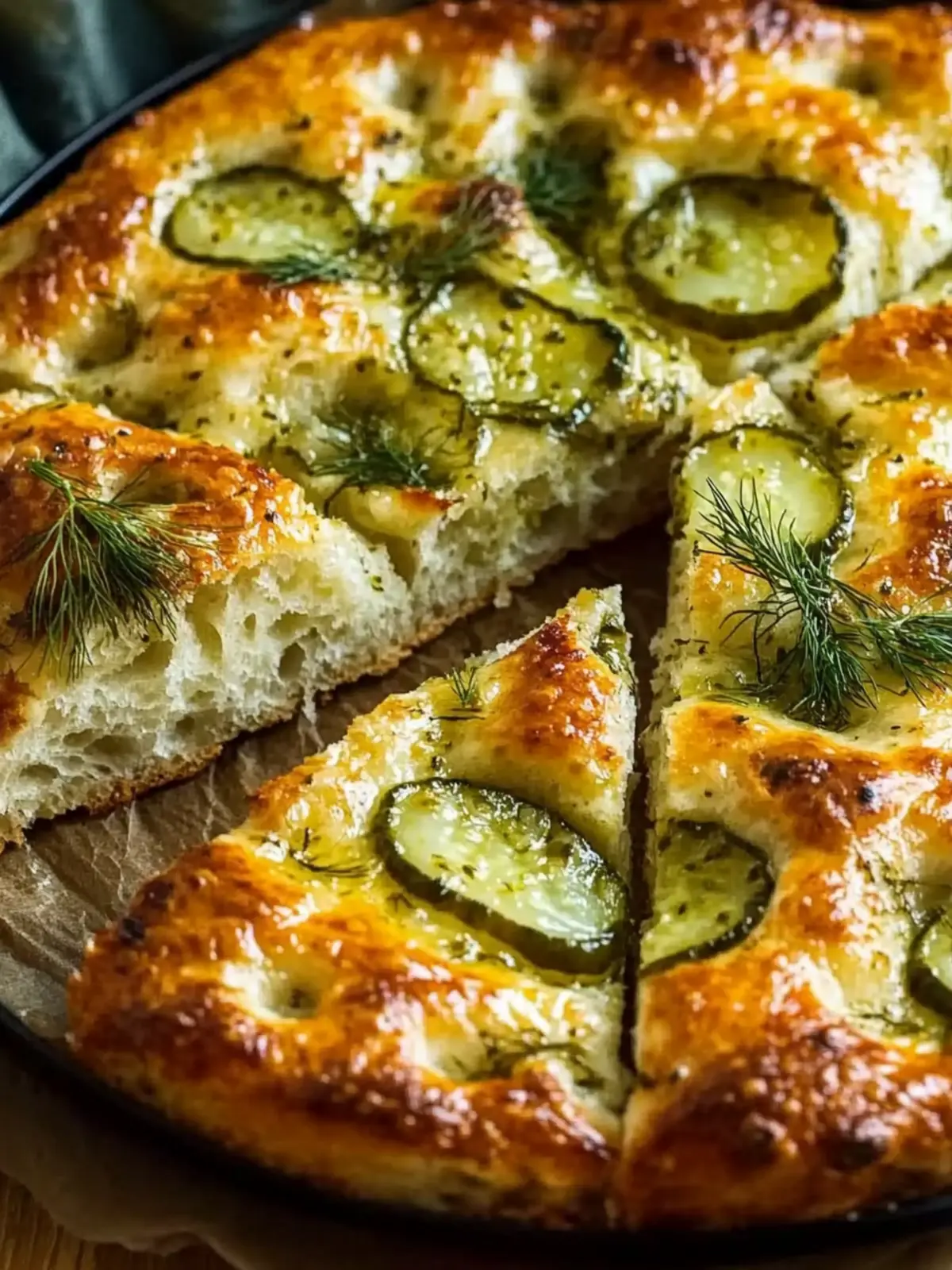 dill pickle focaccia bread preparation steps