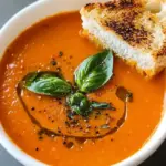 roasted tomato basil soup with grilled cheese - featured image