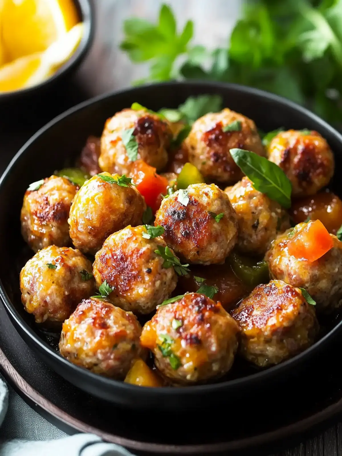 Savory fruity chicken meatballs with honey glaze preparation steps