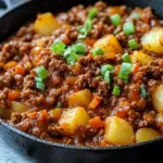 cheesy sloppy joe potato skillet - featured image