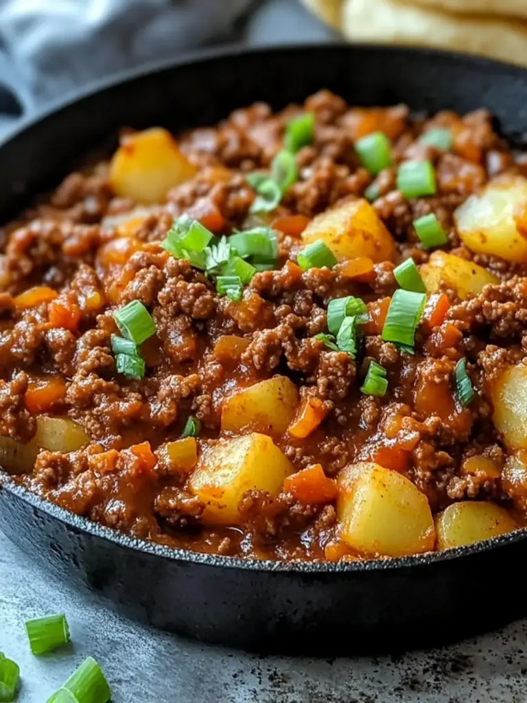 cheesy sloppy joe potato skillet - featured image