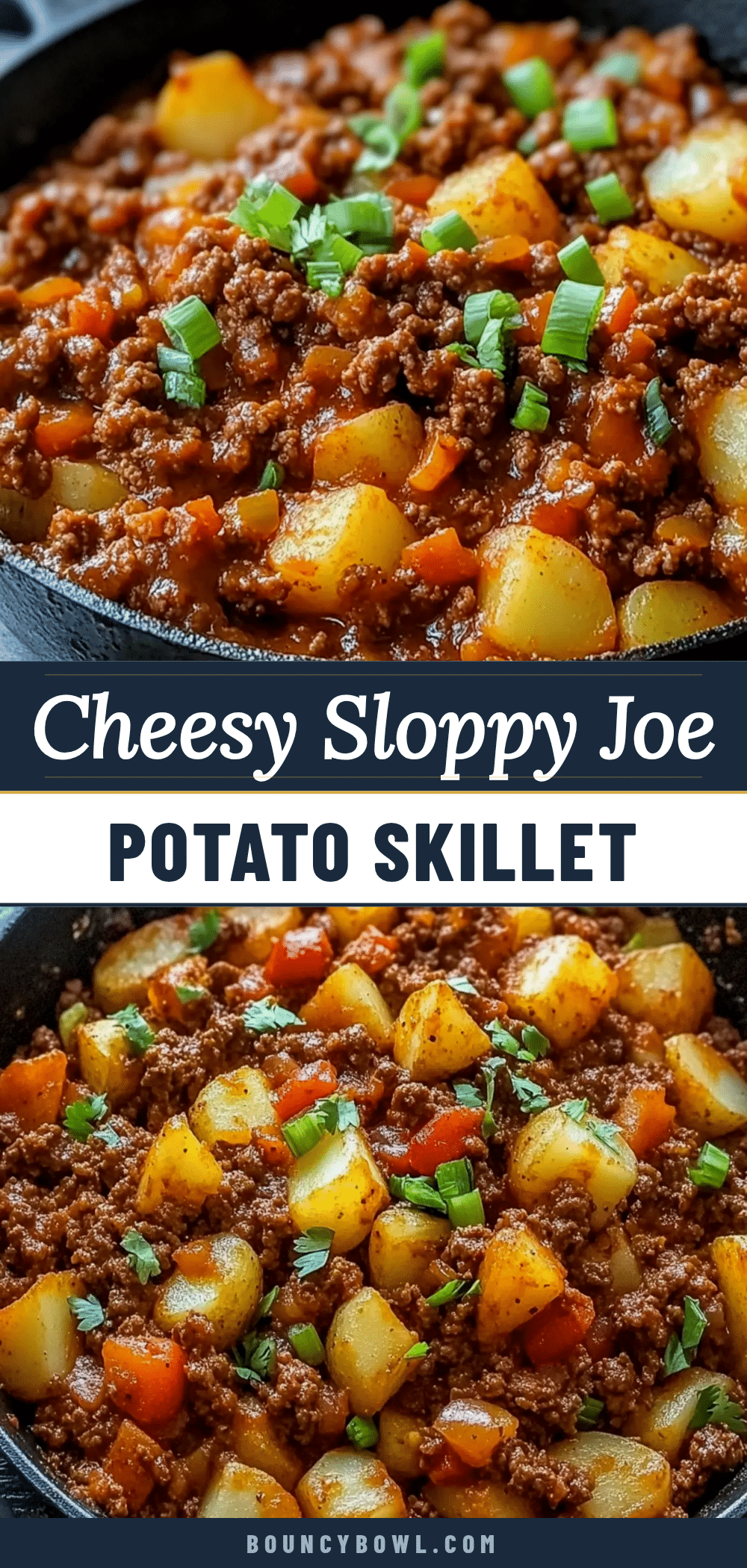 cheesy sloppy joe potato skillet recipe