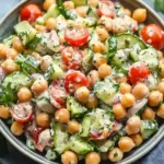 creamy chickpea salad with yogurt dressing - featured image