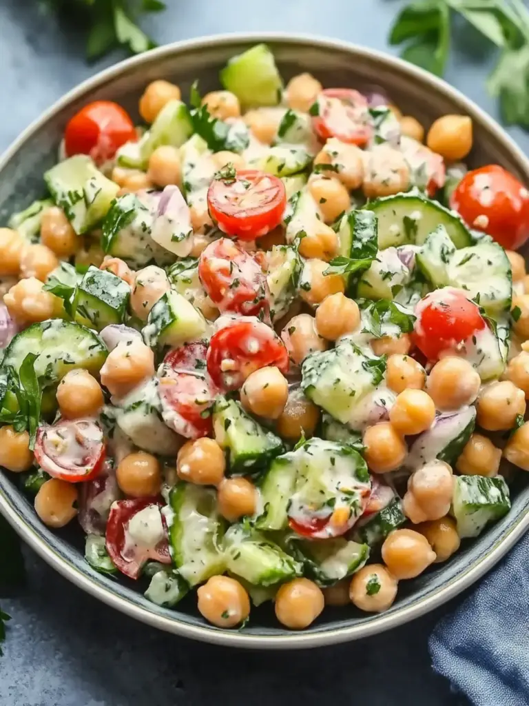 creamy chickpea salad with yogurt dressing - featured image
