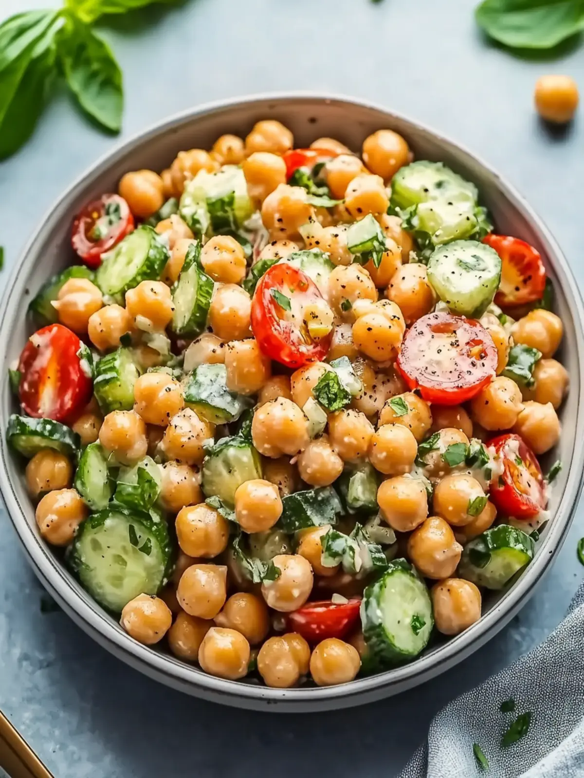 creamy chickpea salad with yogurt dressing preparation steps