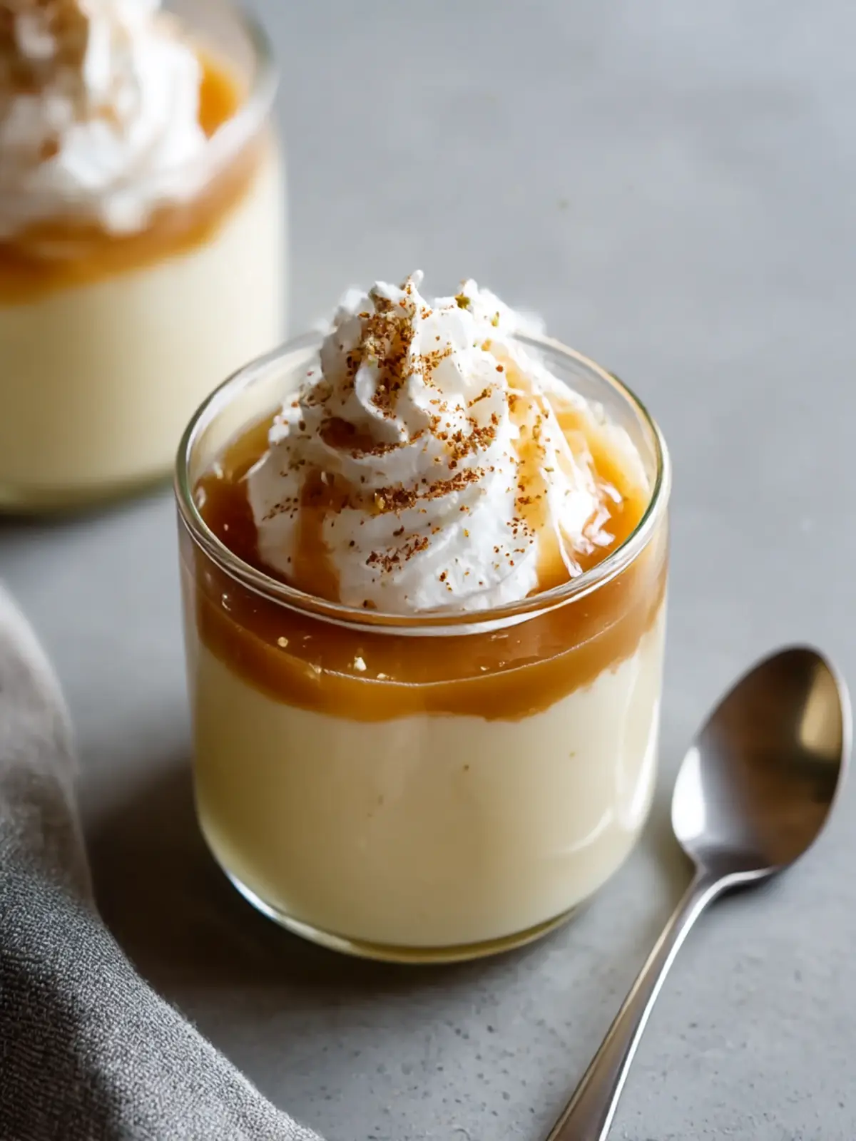 creamy Italian budino with caramel and sea salt preparation steps