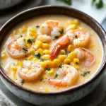 creamy shrimp and corn soup - featured image