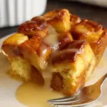 easy homemade bread pudding with vanilla sauce - featured image