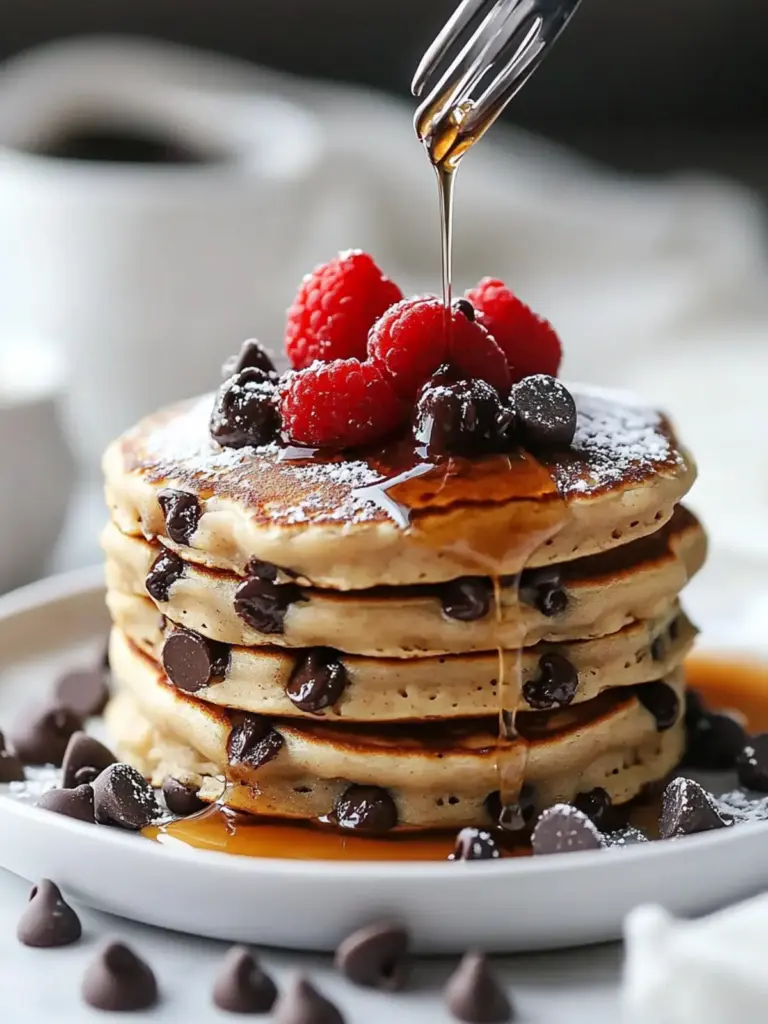 fluffy chocolate chip pancakes - featured image