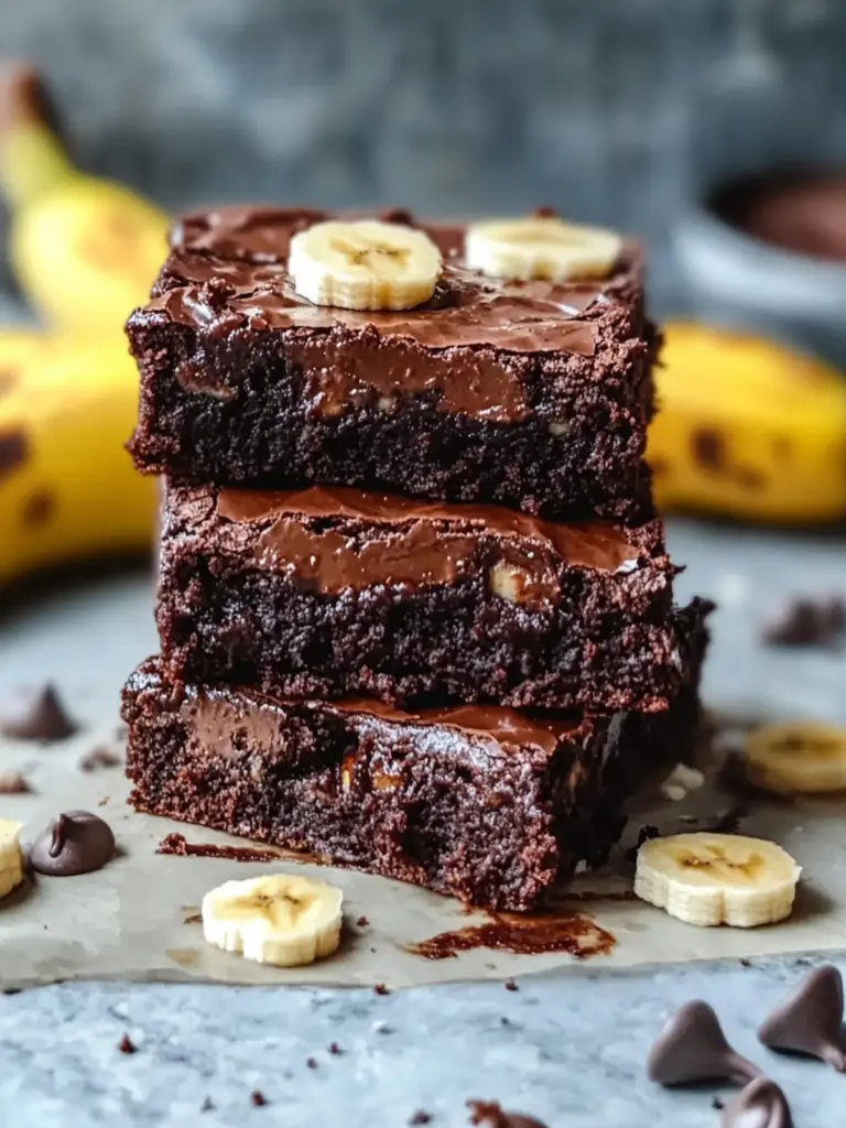 fudgy healthy banana brownies - featured image