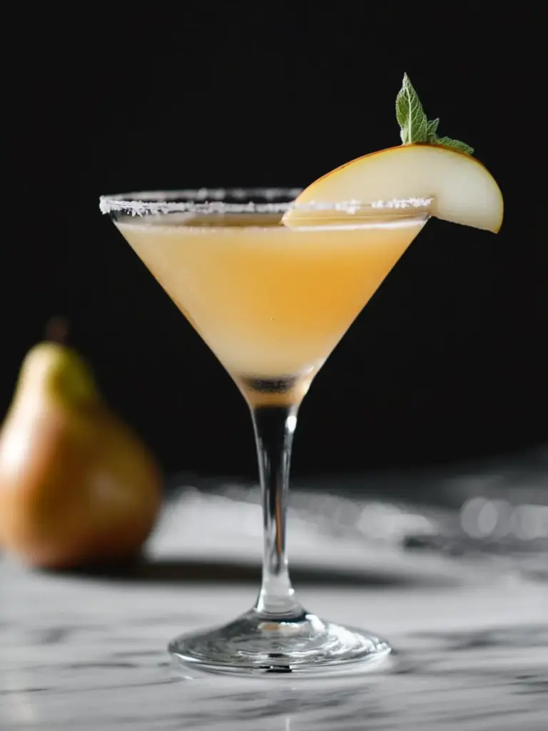 ginger pear bourbon martini - featured image