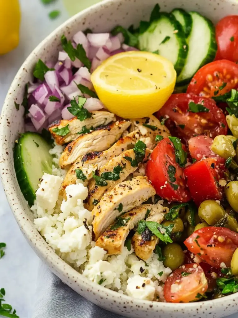 greek chicken bowls - featured image