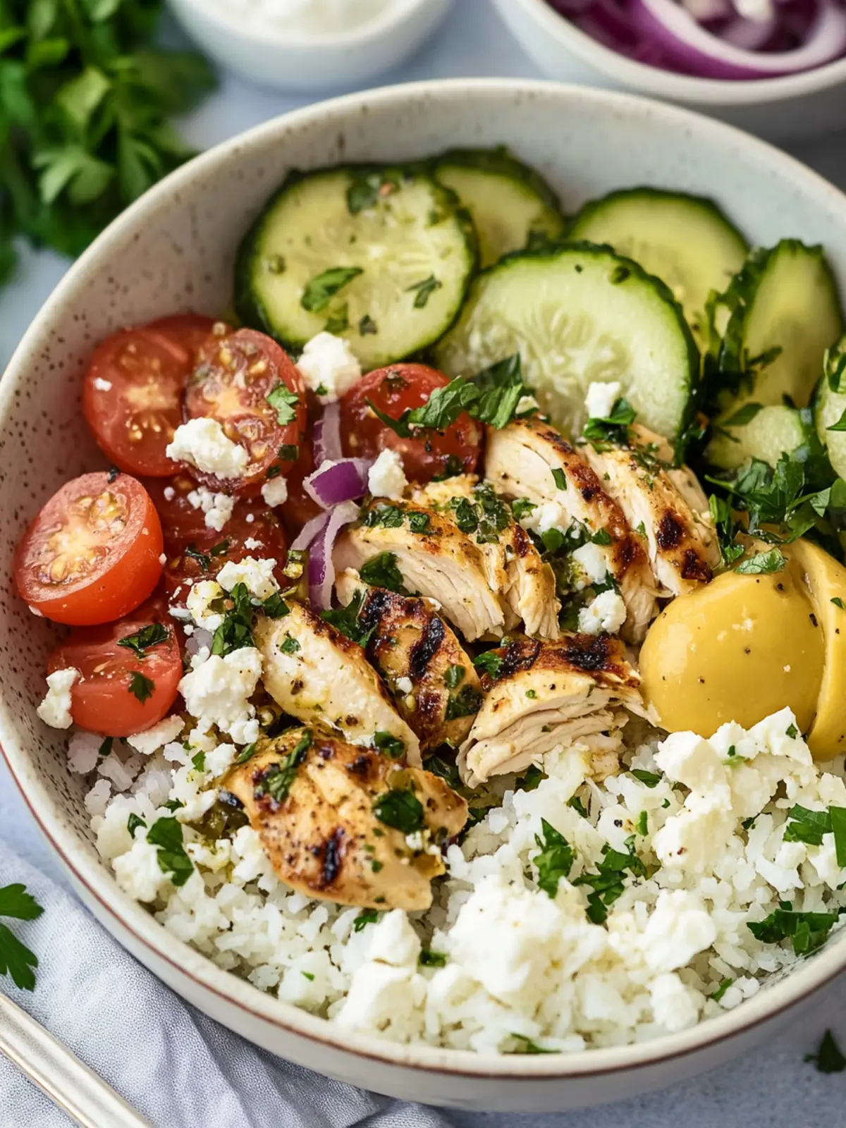 greek chicken bowls preparation steps