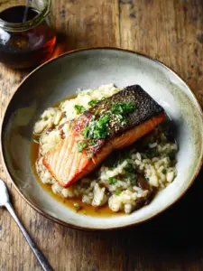 japanese salmon risotto - featured image