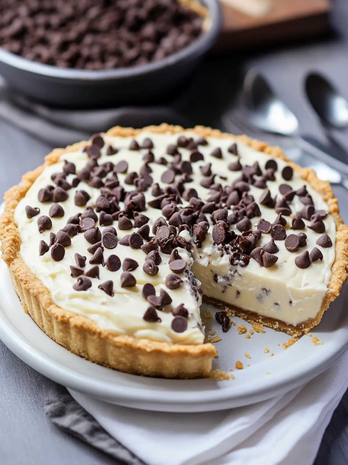 no-bake chocolate chip cannoli pie preparation steps