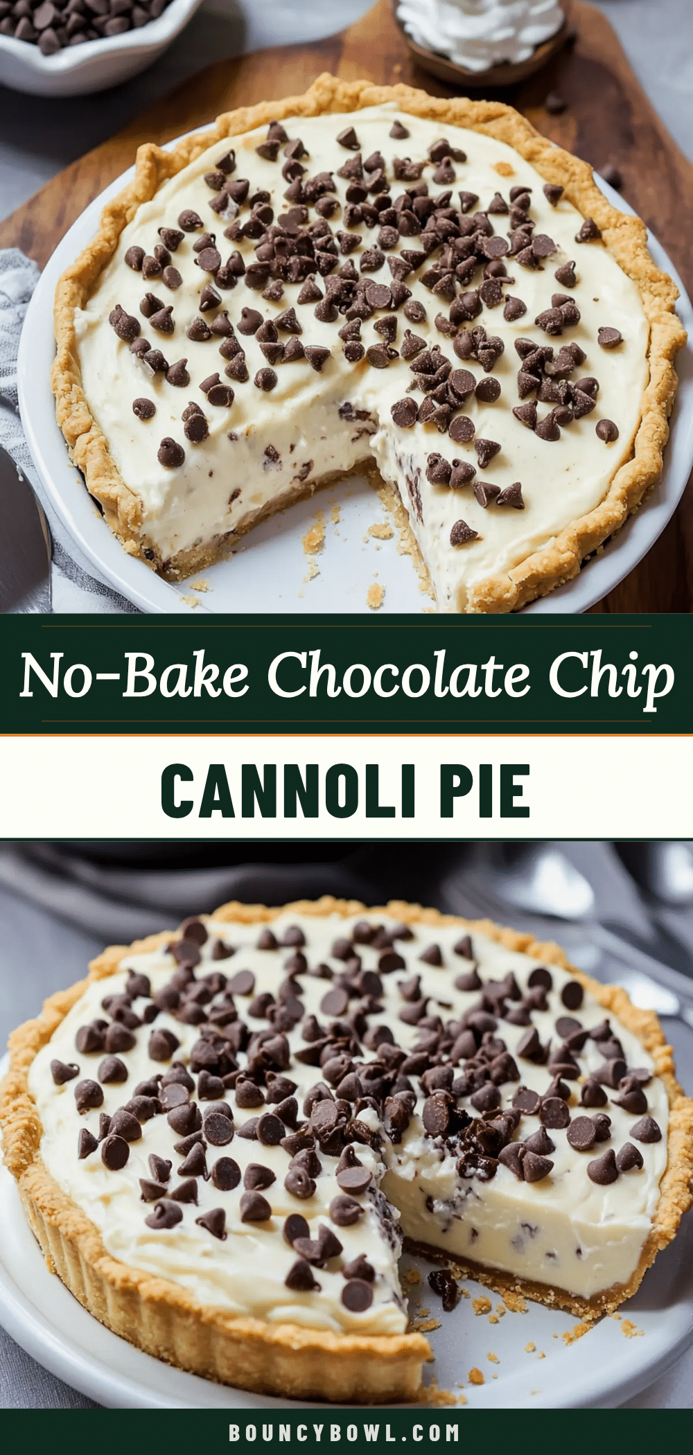 no-bake chocolate chip cannoli pie recipe