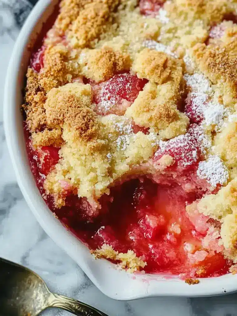 no sugar rhubarb dump cake - featured image
