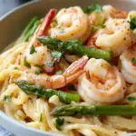 Quick Shrimp Asparagus Carbonara - featured image
