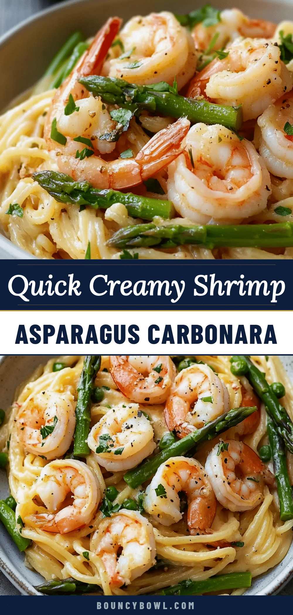 Quick Shrimp Asparagus Carbonara recipe
