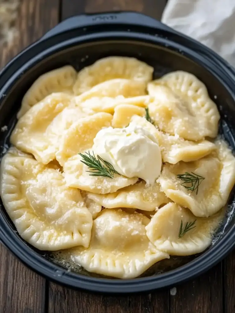 slow cooker pierogies - featured image