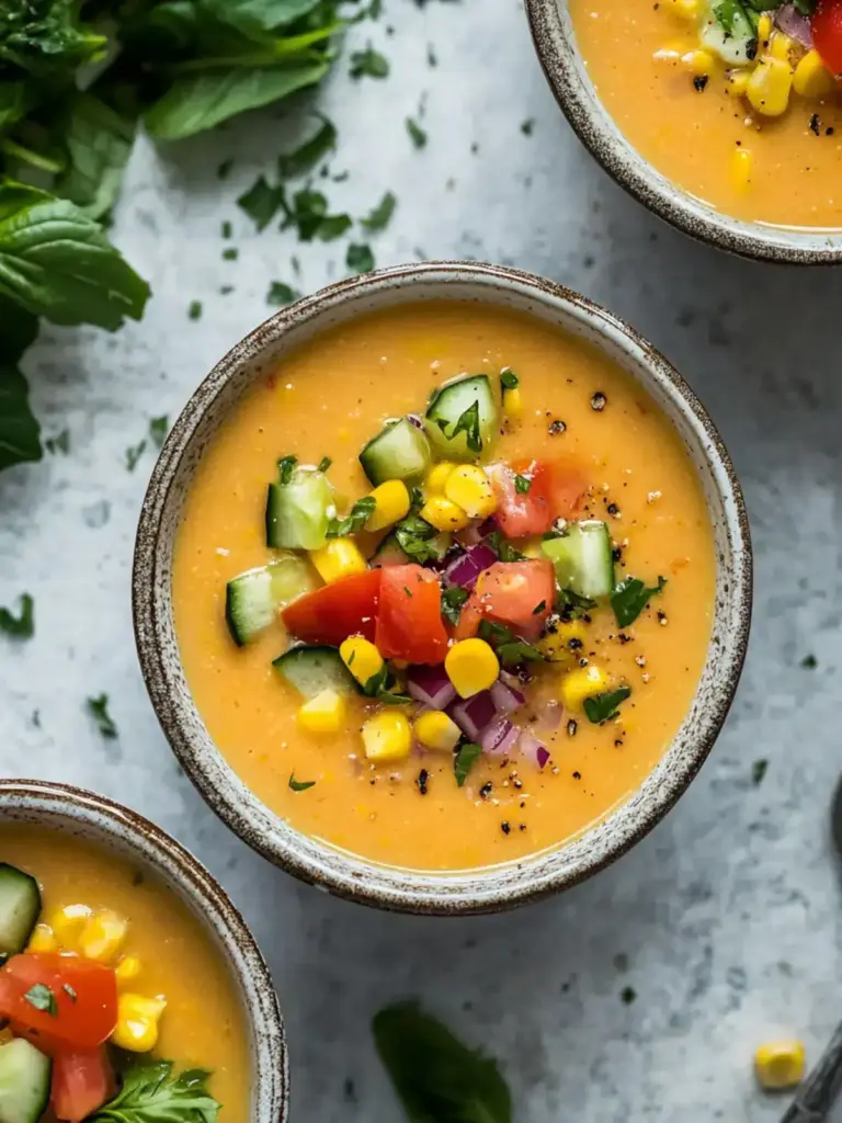 smoky cold corn gazpacho soup - featured image