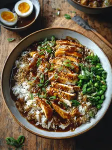sticky hoisin chicken rice bowls - featured image