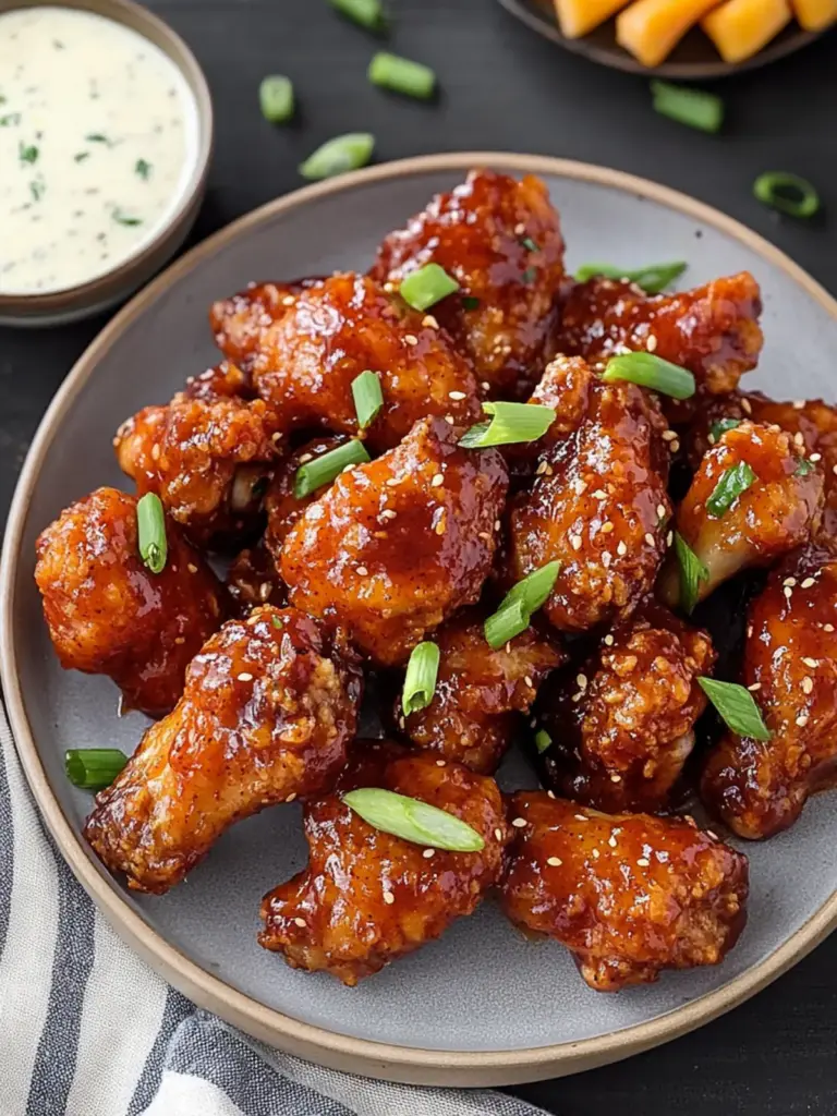 crispy honey bbq boneless chicken wings - featured image