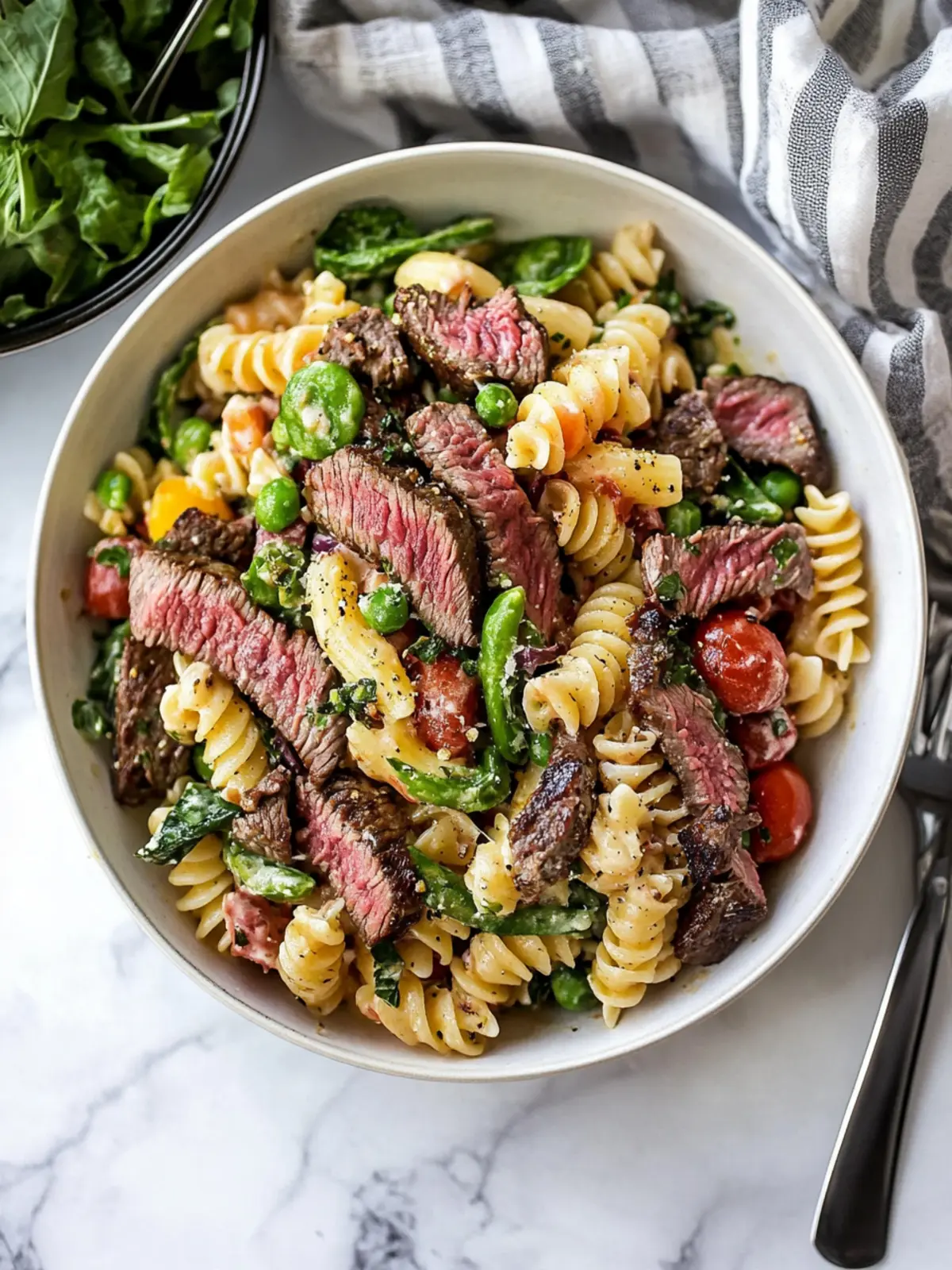 leftover steak pasta salad preparation steps